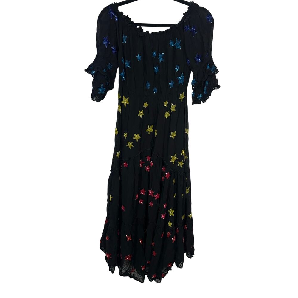 Rococo Sand Etoile Sequin Star Maxi Dress Stars in Her Eyes Anthropologie - Sz S - Picture 7 of 8